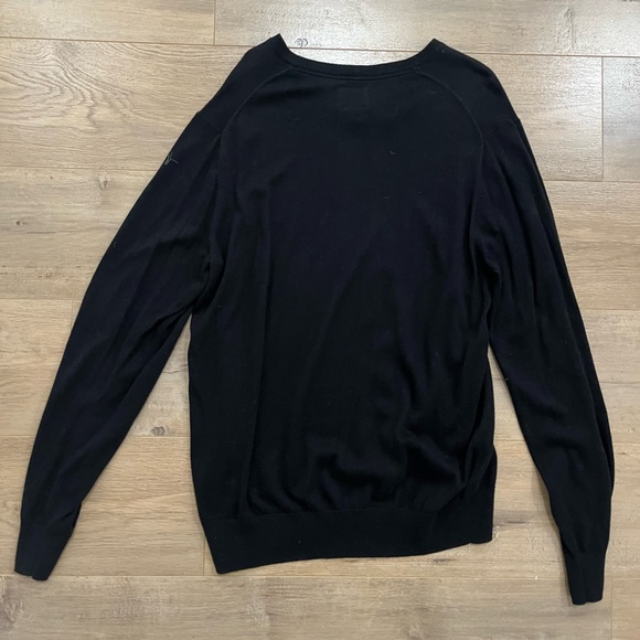 Men’s Black Cotton St. John’s Bay V-Neck Cardigan Lightweight Sweater - Picture 3 of 3